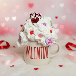 Small "VALENTINE" Faux Whipped Cream Mug Decoration |  Tiered Tray Decor